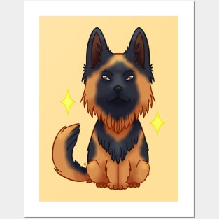 Long hair German Shepherd Posters and Art